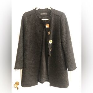 Zara Black Tweed coat with Gold Buttons